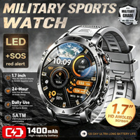 Nouvelle Montre Connectée 2026 avec Appel Bluetooth, Batterie Grande Capacité 1400 mAh, Suivi Fréquence Cardiaque Sportif, Écran 1,7 pouces Robuste, Montre Intelligente d'Extérieur pour Hommes Compatible Android et iOS