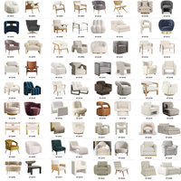 Fauteuil d'appoint moderne en bouclette épaisse, avec accoudoirs en dalle crème et bord roulé, pour salon et hôtel, vente en gros, OEM, personnalisable