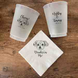 Juego de Vasos Esmerilados y Servilletas de Cóctel con Retrato Personalizado de Mascotas, Recuerdos de Boda Personalizados, Servilletas para Gatos y Perros - Product Image 1