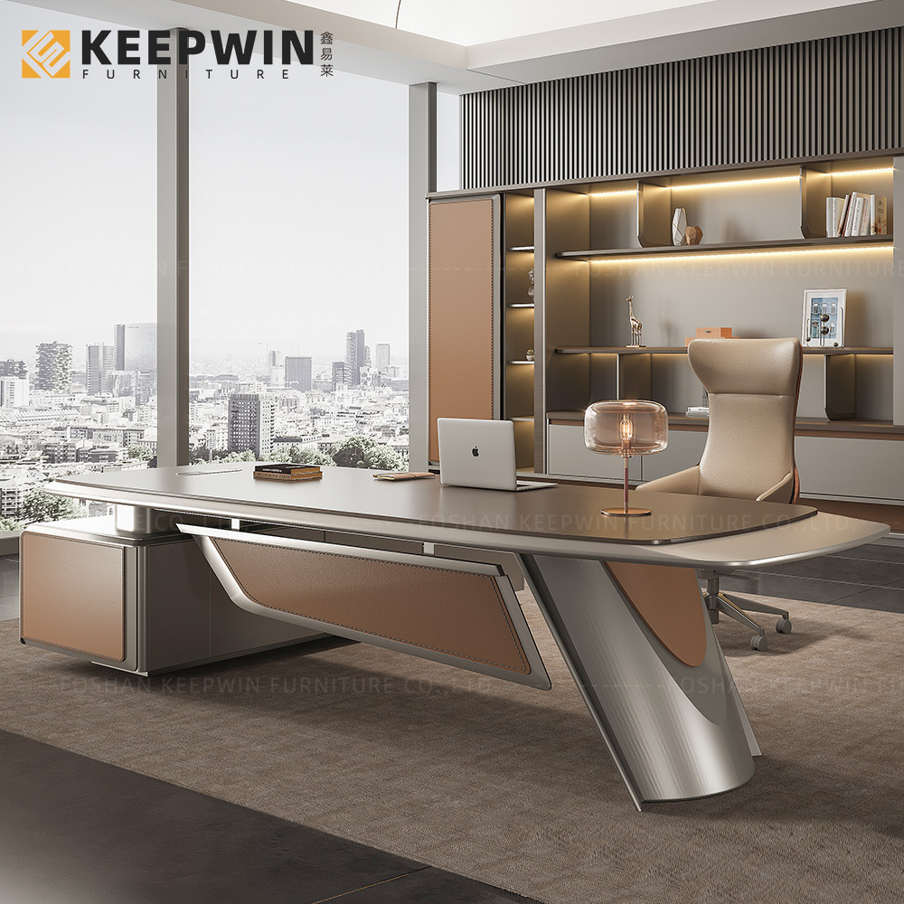 Luxury Italian Design Office Furniture Set with Leather Desk