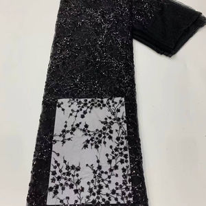 Tessuto in Tulle Ricamato Floreale HAPPEAK con Paillettes, 100% Poliestere Traspirante, Ecologico, Peso Medio - Product Image 6