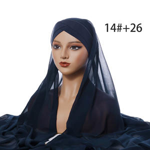 Ensemble de hijab instantané de luxe en mousseline de soie unie quatre saisons écharpe malaisienne avec bonnet de sous-foulard en jersey intérieur fabriqué en Chine - Product Image 2