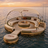 Dock de loisirs gonflable Marina avec auvent pare-soleil, porte-gobelets et banquette pour fête aquatique latérale de bateau