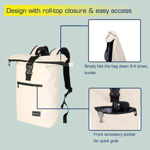 Free sample Men's and women's <b>stylish</b>, foldable, <b>waterproof</b>, roll-top <b>backpack</b> with USB for camping trips - Product Image 2