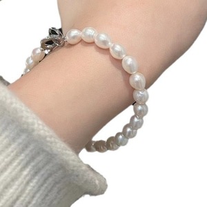 S925 Silver Buckle 5-6MM High Quality Rice Water Drop Shaped Freshwater Pearls for Little <b>Girls</b> Elegant Circle <b>Bracelets</b> Bangles - Product Image 5