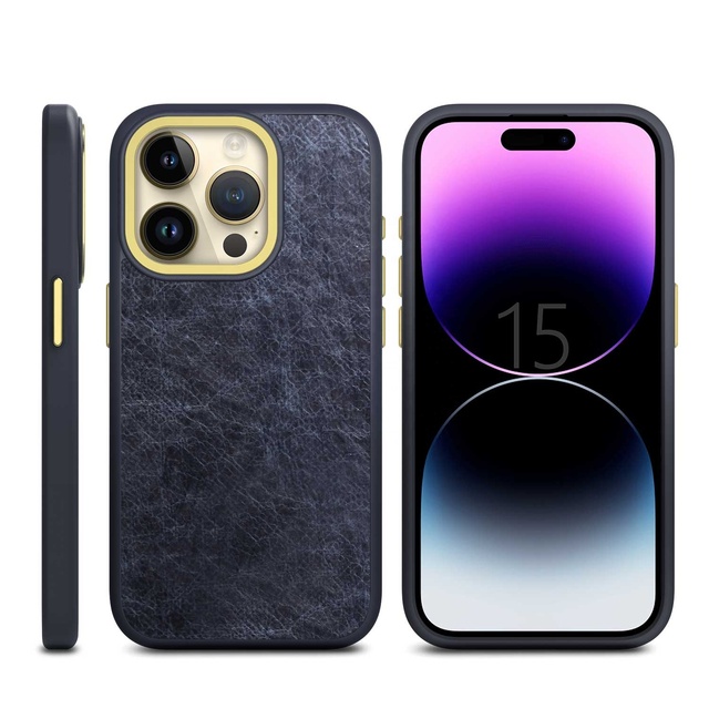 2024 Custom Design Leather Phone Case With Aluminum Alloy Camera Ring Metal Button for iPhone 14 15 Pro Case for iPhone 15 Case