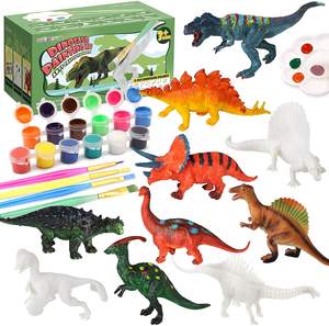 Jouets de dinosaure à peindre pour enfants, Kit de peinture artisanal, avec 12 figurines de dinosaures au look réaliste, Ages3 +, 16 pièces - Product Image 1