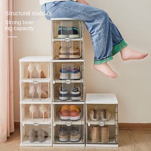 رف أحذية بلاستيكي حديث من طبقة واحدة مع درج كبير شفاف تخزين متعدد الطبقات سهل التركيب لا يحتاج إلى تجميع - Product Image 3