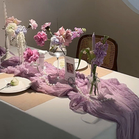 Chemin de table/nappe en tissu froissé style bohème en polyester et terylène de Chine - Idéal pour mariages, douches nuptiales, fêtes d'anniversaire