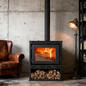 Chimenea de leña interior independiente de estilo moderno Pozo de fuego de vidrio de fácil instalación con chimenea - Product Image 5