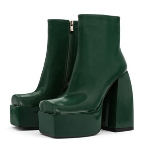 2022 Short Style Fashion <b>Boots</b> Solid Color Square Toe Side Zip Chunky Heel Ankle <b>Boots</b> with Platform Winter Daily Shoes Size 45 - Product Image 5