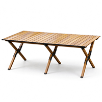 Table pliante en aluminium ultralégère, portable, pliable, table de camping à effet bois, bureau pliable pour pique-nique en plein air, camping, barbecue