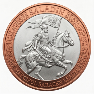 Moneda Conmemorativa de Cobre Bañada en Plata 999 de 1oz con Diseño de Líder Saraceno en Caballo Galopante - Product Image 2