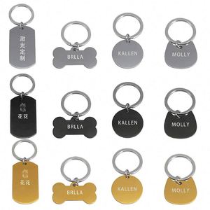Llavero de Acero Inoxidable Personalizado con Logotipo, Etiqueta de Identificación Antipérdida para Mascotas, Placa de Identificación para Perros de Acero Inoxidable, Colgante de Metal con Logotipo Grabado con Láser - Product Image 3
