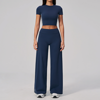 Ensemble de yoga et de pilates 7 pièces color-block personnalisé pour femme, avec haut tube froncé tendance et respirant en tissu brossé