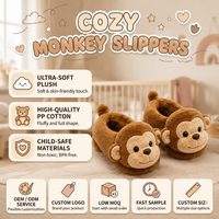 Pantoufles personnalisées en peluche singe, en coton PP, anti-stress, douces, en forme de personnage, pour la promotion de la marque, à prix bas
