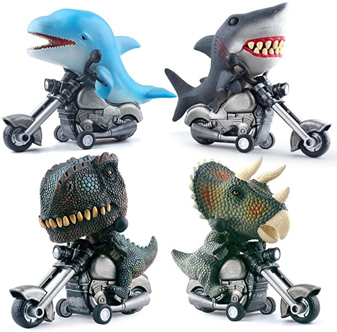 New Creative Dinosaur Toy Cars Friction Powered Animal Motorcycle T-Rex and Triceratops Monster Dino Toys