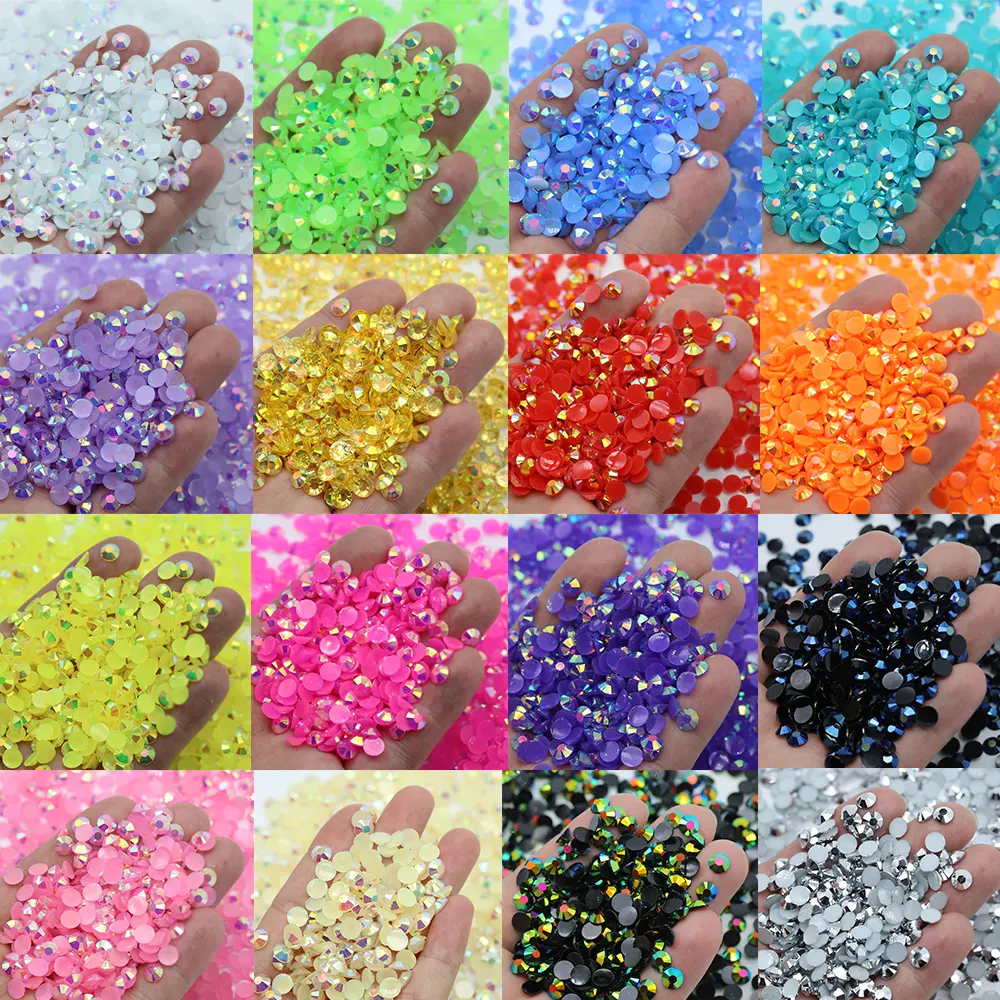 Top Quality Round Rhinestones Bulk Flatback Jelly Resin Rhinestones Crystal Stones For DIY Craft