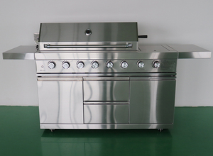 Thương Mại Miễn Phí-Thường Vụ Ngoài Trời 6 Burner Gas Barbecue <span class=keywords><strong>Grill</strong></span> Máy Với Side Burner Bảng Hood Bbq Gas <span class=keywords><strong>Grill</strong></span> - Product Image 5