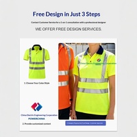 Polo en polyester à bandes réfléchissantes, séchage rapide, respirant, vêtement de travail pour projets de construction routière, col rond personnalisé