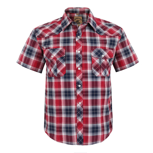 Men's Western Pearl Snap <b>Button</b> <b>up</b> Casual Cowboy <b>Short</b> <b>Sleeve</b> Two Pockets Work Plaid <b>Shirts</b> - Product Image 1