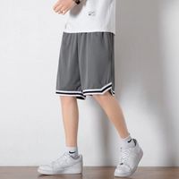 Celana Pendek Olahraga Basket Kasual Pria Ukuran Besar, Model Longgar, Bahan Tenun Polos, Pinggang Sedang, Ramah Lingkungan, Tahan Air, Bernapas, Cepat Kering