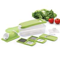 ORB Kitchen 12-in-1 Handmatige Groentehakker Fruit Snijder Uiensnijder Groentesnijder Snijder Roestvrijstalen Messen 2L Capaciteit