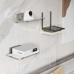 Support mural multifonctionnel pour décodeur et routeur, sans perforation, avec étagère de rangement Wi-Fi – Vente chaude usine - Product Image 2