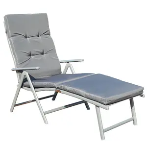 Adjustable Patio Chaise Lounge Chair Waterproof Portable Beach Recliners Aluminum Folding Sun Lounger With Cushion