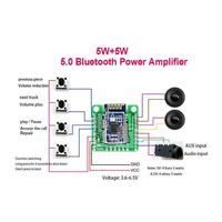 Carte d'amplificateur de puissance Blue-tooth 5.0 BK3266 5W + 5W prise en charge de l'audio stéréo AUX prise en charge du changement de nom et de mot de passe interrupteur à bouton