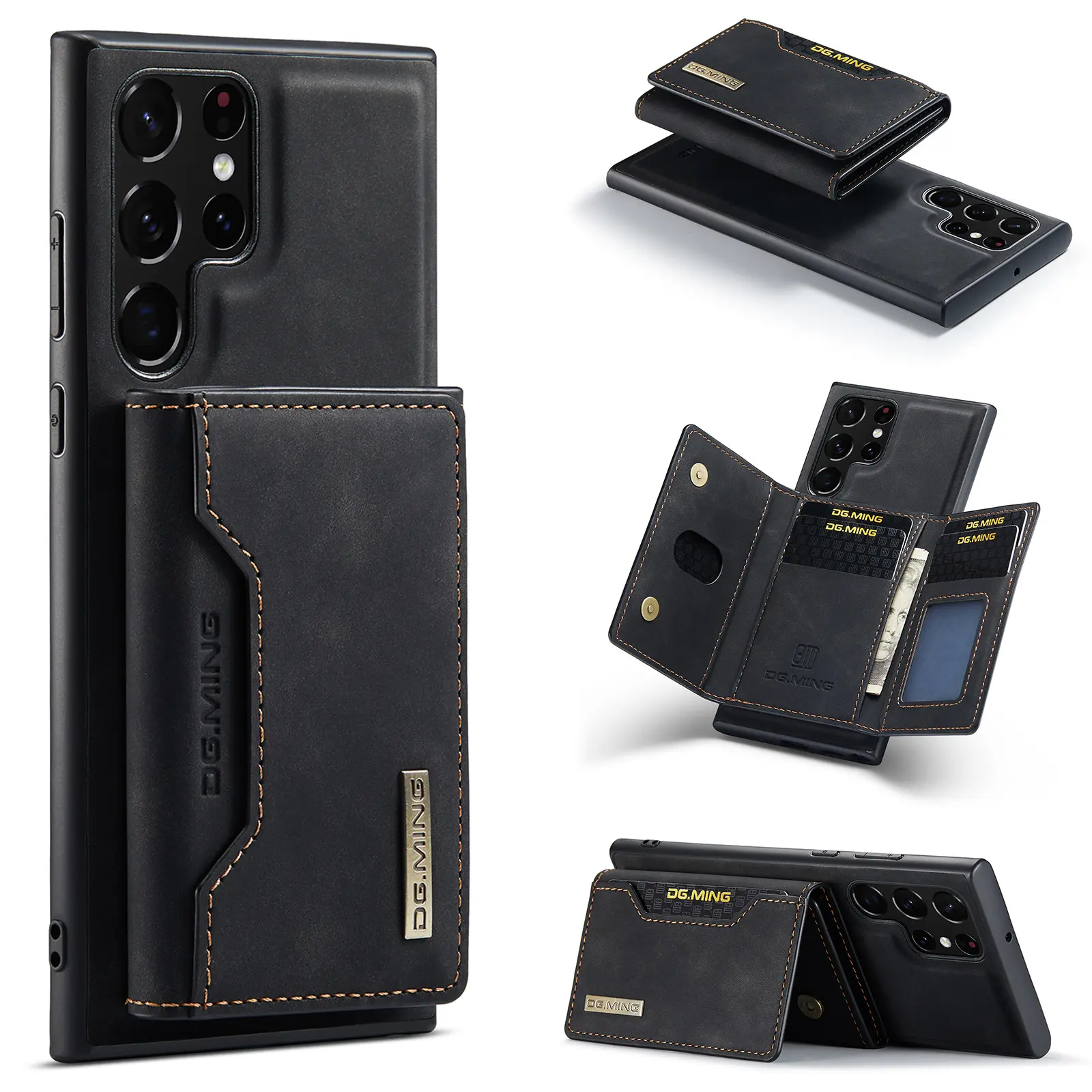 High-quality Vintage PU Material Mobile Phone Case 2-in-1 Dismountable Magnetic Wallet Card Bag Phone Cover for Samsung S22 S23