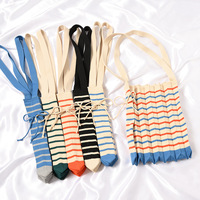 Damen Allround-Plissee-Tasche mit Kontrastfarben, Gestrickte Schulterhandtasche, Tragbare Organ-Tasche mit Diagonaler Kreuzfaltung