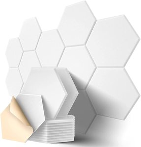 Paneles acústicos de pared insonorizados de fieltro de poliéster PET de absorción de sonido suave de alta densidad hexágono para decoración del hogar - Product Image 2