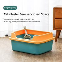 Bac à litière pour chat pliable semi-fermé en plastique portable, grande capacité, bac à litière pour chat d'extérieur adapté aux animaux de compagnie de grande taille