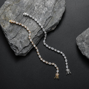 Cadena de tenis para hombre y mujer, pulsera de circonita ojo de caballo, circonita ovalada, joyería combinable, collar de moda Tanjing Lijing - Product Image 3