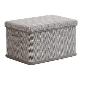 Organizador de ropa para el hogar, rectangular, plegable, con tapa, apilable, caja de almacenamiento de tela para armario. - Product Image 4