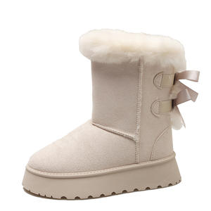 Nouvelles Bottes de Neige Hiver 2026 pour Femme – Modèle <span class=keywords><strong>Cheville</strong></span> et Bottine avec Tige en Fourrure Synthétique, Nœud Papillon, Bout Rond et Semelle <span class=keywords><strong>Extérieure</strong></span> en Caoutchouc - Product Image 5