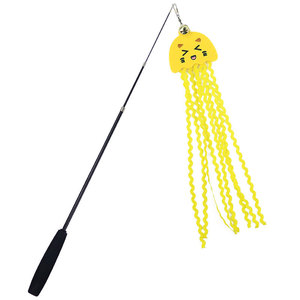 Varita interactiva para gatos con diseño <span class=keywords><strong>de</strong></span> medusa <span class=keywords><strong>de</strong></span> dibujos animados, borla larga, campana, mordible y telescópica <span class=keywords><strong>de</strong></span> tres secciones - Product Image 5