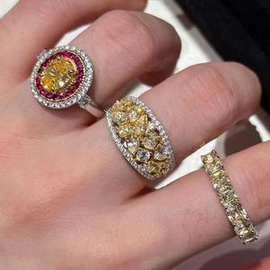 Anillo de Plata de Ley S925 con Diamante Amarillo Ganso de San Petersburgo, Color Yema de Huevo de Paloma con Diamante de Alto Contenido de Carbono Deslumbrante, Joyería Fina - Product Image 5