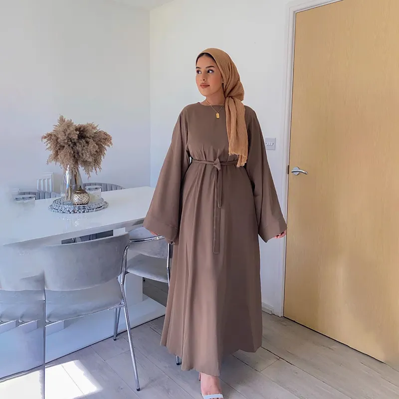 أحدث التصاميم الجيلاب التركي العربي دبي فساتين نسائية إسلامية طويلة ولون سادة عباية سوداء بسيطة للصلاة