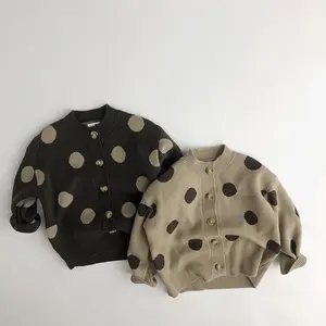 한국 스타일 100% 코튼 도매 o-넥 소년 스웨터 키즈 니트 카디건