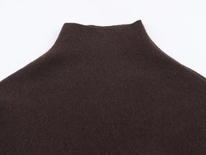 Abrigo de lana con cuello alto para mujer - Abrigo de moda con ribete de piel sintética - Product Image 3