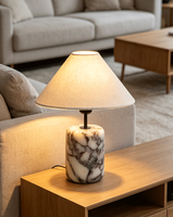 Abat-jour en tissu Soda, lampe LED chaude en marbre, lampe de table, éclairage intérieur