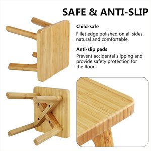 Taburetes de madera de bambú para niños y adultos, cama de mesita de noche, escalones, para camas altas, ideal para Cocina - Product Image 4