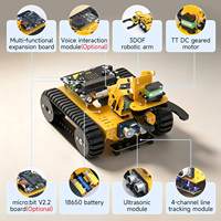 Yahboom BBC Microbit V2 Lastbit, Coche Robótico con Brazo Robótico de 3 Grados de Libertad, Compatible con MakeCode, Programación Gráfica y MicroPython