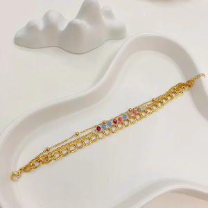 Pulsera de Moda para Mujer, Elaborada con Acero Inoxidable 304 Chapado en Oro de 18K, Galvanoplastia al Vacío, Cadena de Bolas Redondas, Joyería Ovalada - Product Image 4