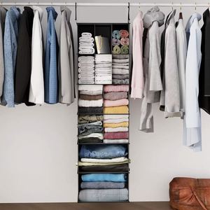Organisateur de placard suspendu avec 12 compartiments, séparateurs de rangement pour vêtements, chaussures et accessoires, étagère pour chambre d'enfant, vestiaire, armoire - Product Image 4
