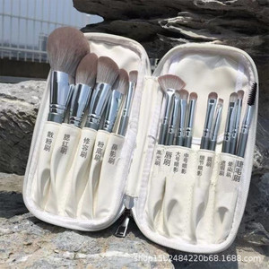Cosmetic Brush Holder Storage Bag 5-15 Hole Portable <b>Makeup</b> Tool <b>Case</b> Solid Color With Soft Handle For Everyday Use - Product Image 3