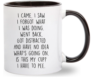 แก้วเซรามิคคลาสสิก "ฉันมา ฉันเห็น ฉันลืม" - ของขวัญสำหรับคุณแม่ คุณพ่อ คุณย่า คุณปู่ แก้วกาแฟสำหรับทำงานและเกษียณอายุ ขนาด 11 ออนซ์ ใช้กับเครื่องล้างจานได้ - Product Image 2