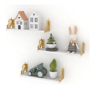 Decoración de la habitación Estantes flotantes de libros de oro blanco Estantes de pared de mariposa - Product Image 6